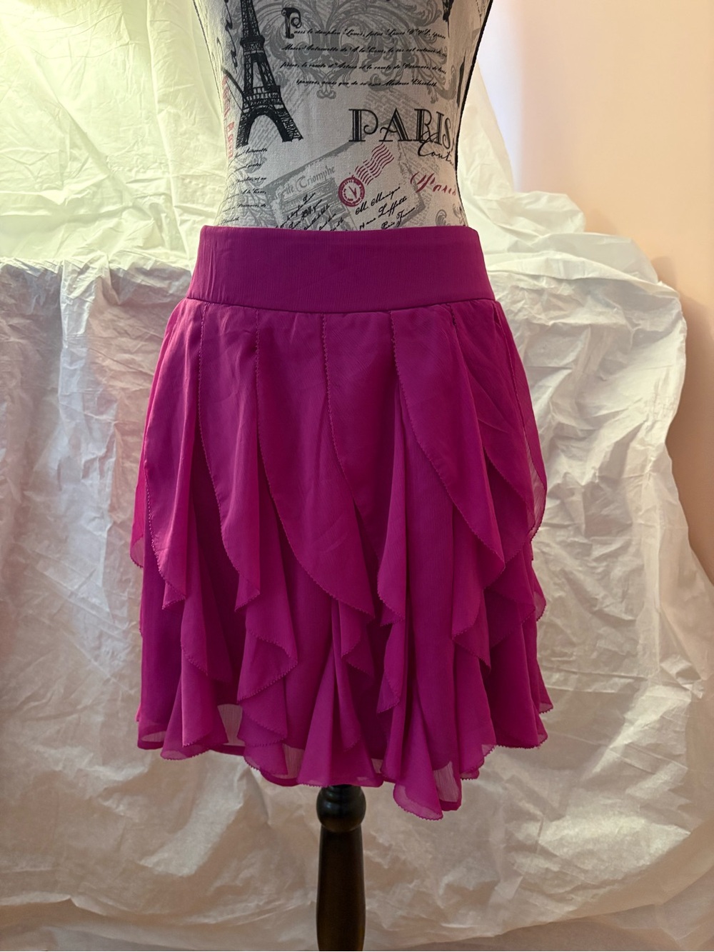 Ann Taylor Fuchsia Ruffle Tiered A-Line Skirt